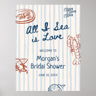 All I Sea is Love Nedladdningsbar Välkomstskylt Poster