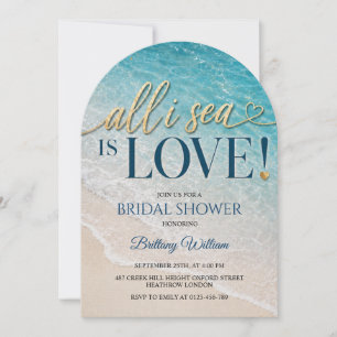 All I Sea Is Love Ocean Bröllopsdusch Inbjudan