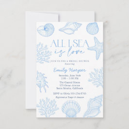 All I sea Is Love Seashells Bridal Shower Inbjudningar