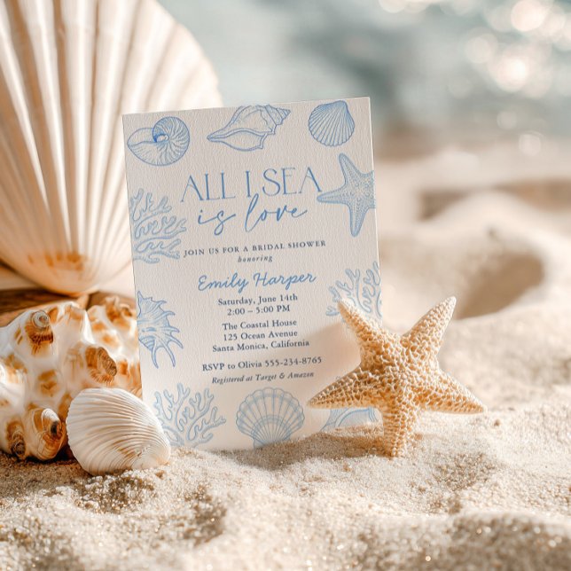 All I sea Is Love Seashells Bridal Shower Inbjudningar (Skapare uppladdad)