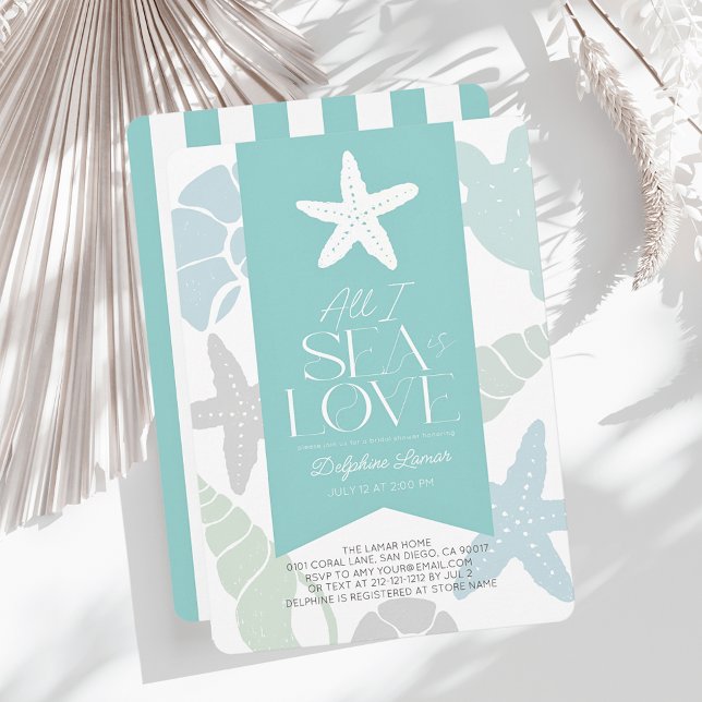All I Sea is Love Starfish Bridal Shower Inbjudningar (Skapare uppladdad)