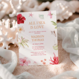 All I Sea is Love Tropisk Bröllopsdusch Inbjudningar