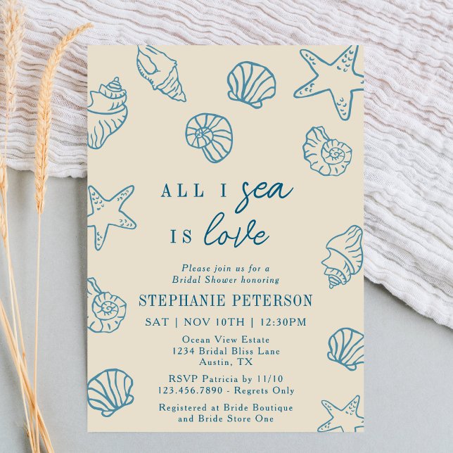 All I Sea Is Love Whimsical Beach Bridal Shower Inbjudningar (Skapare uppladdad)