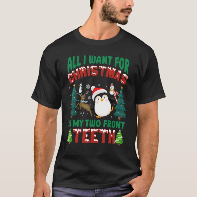 All I Want Christmas Is My Two Front Teeth Santa X T Shirt (Framsida)