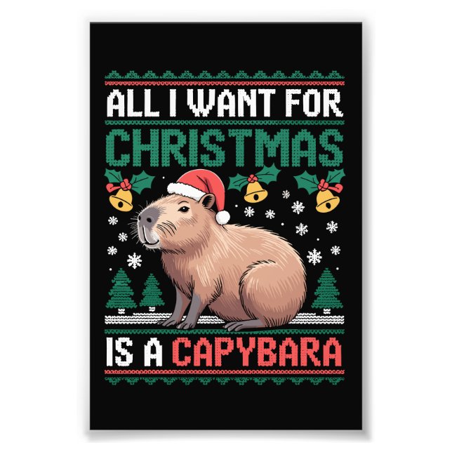 All I Want For Christmas Is A Capybara Animal Gift Fototryck (Framsidan)