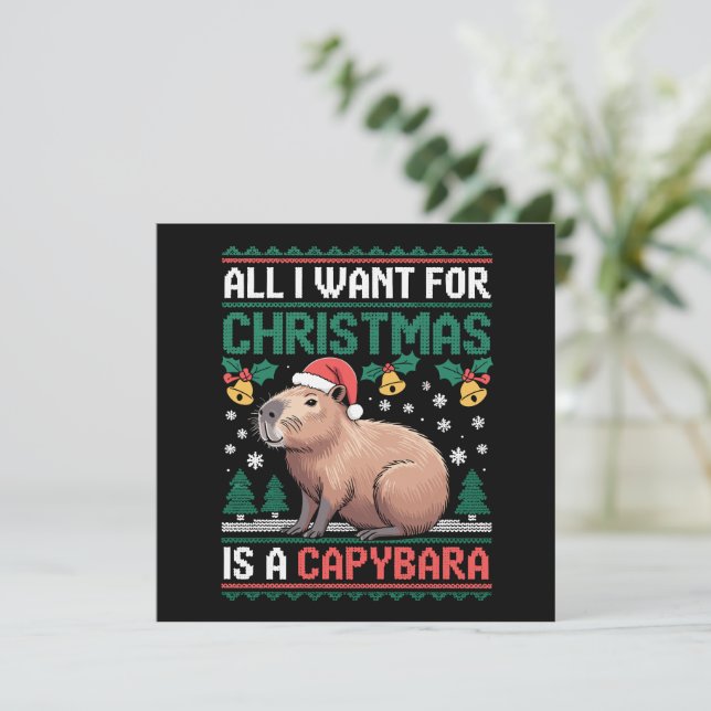 All I Want For Christmas Is A Capybara Animal Gift Inbjudningar (Stående Fram)