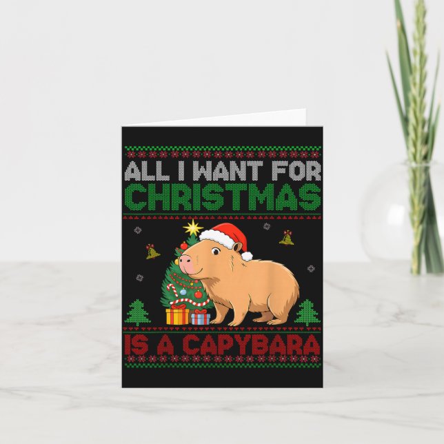 All I Want For Christmas Is A Capybara Ugly Sweate Kort (Framsida)