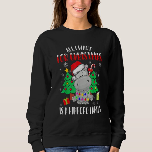 All I Want For Christmas Is A Hippopotamus Buffalo T Shirt (Framsida)