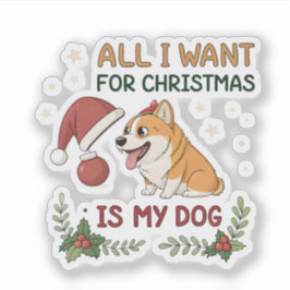 All I Want for Christmas Is My Dog Art Klistermärken