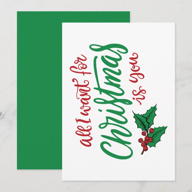 All I want for Christmas Julkort (Fram/baksida)