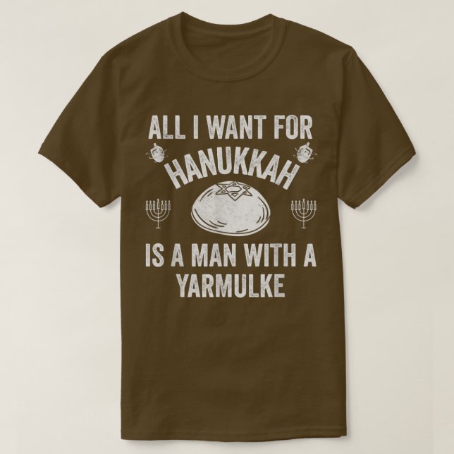 All I want For Hanukkah Yarmulke Jewish Kippah Lat T Shirt (Design framsida)