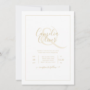 All-in-1-Elegant Classic Guld Text White Bröllop I Inbjudningar