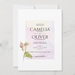 ALL-IN-1-Rosa CALLA LILY Art Wedding INVITE Inbjudningar
