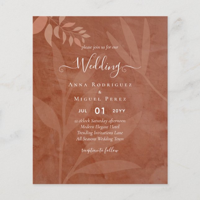 All-in-1 Rustic Terracotta Overlay Bröllop Flygblad (Framsidan)