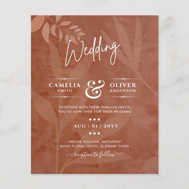 All-in-1 Rustic Terracotta Overlay Bröllop Flygblad (Framsidan)
