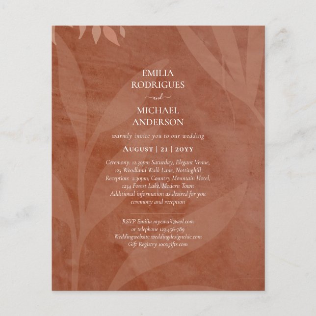 All-in-1 Rustic Terracotta Overlay Bröllop Flygblad (Framsidan)