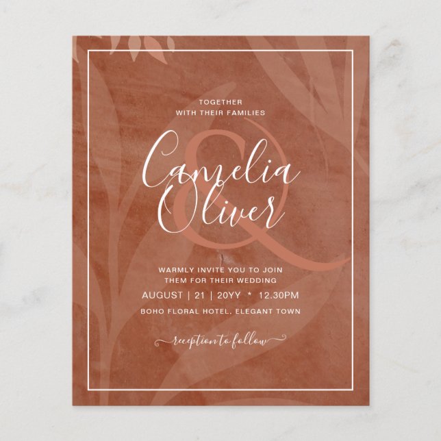 All-in-1 Rustic Terracotta Overlay Bröllop Flygblad (Framsidan)