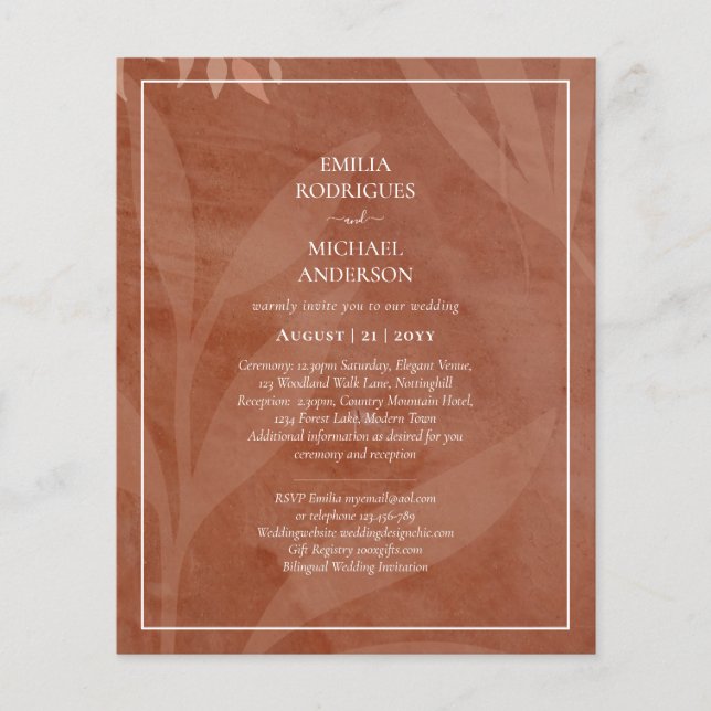 All-in-1 Rustic Terracotta Overlay Bröllop Flygblad (Framsidan)