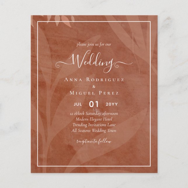 All-in-1 Rustic Terracotta Overlay Bröllop Flygblad (Framsidan)