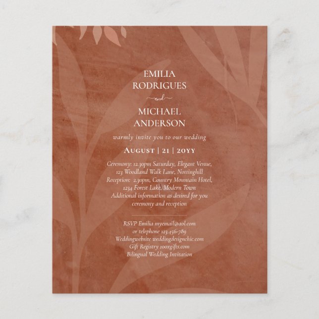 All-in-1 Rustic Terracotta Overlay Bröllop Flygblad (Framsidan)