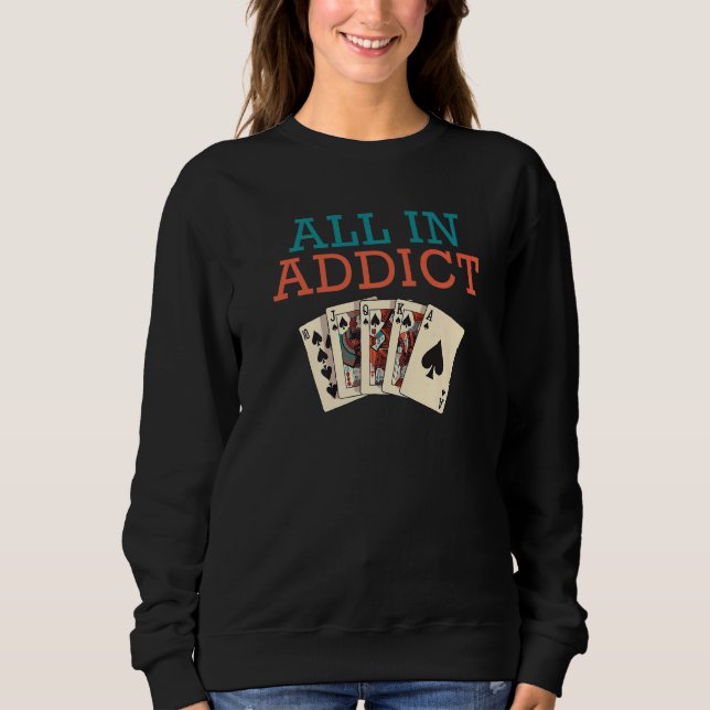 All in addict Game Playing Cards funny Poker Premi T Shirt (Framsida)