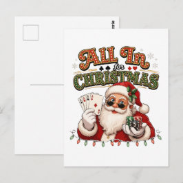 All In För Jul Poker Santa Vykort