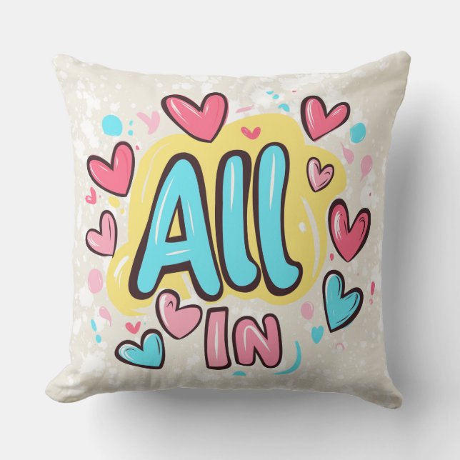 "All In" Graffiti-Stil Kudde (Framsida)