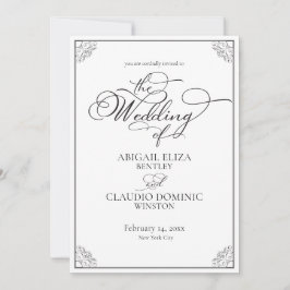 All-In-On Simple Classic Black & White Wedding Inbjudningar
