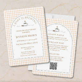 All in One A Baby Is Brewing Coffee Baby Shower Inbjudningar