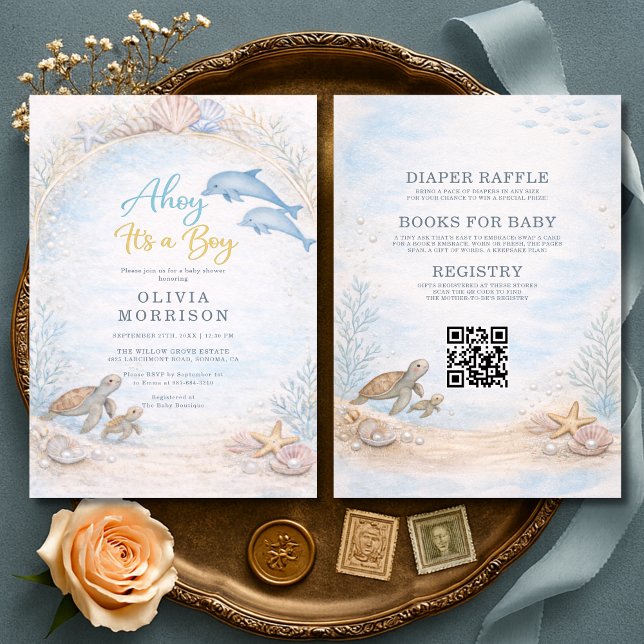 All in One Ahoy It's a Boy Baby Shower Inbjudningar (Skapare uppladdad)
