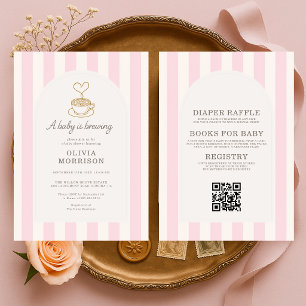 All in One Baby brygger kaffe Rosa Baby Shower Inbjudningar