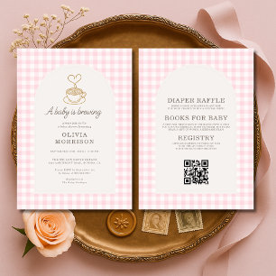 All in One Baby Girl brygger kaffe Baby Shower Inbjudningar