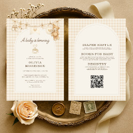 All in One Baby is Brewing Coffee Baby Shower Inbjudningar