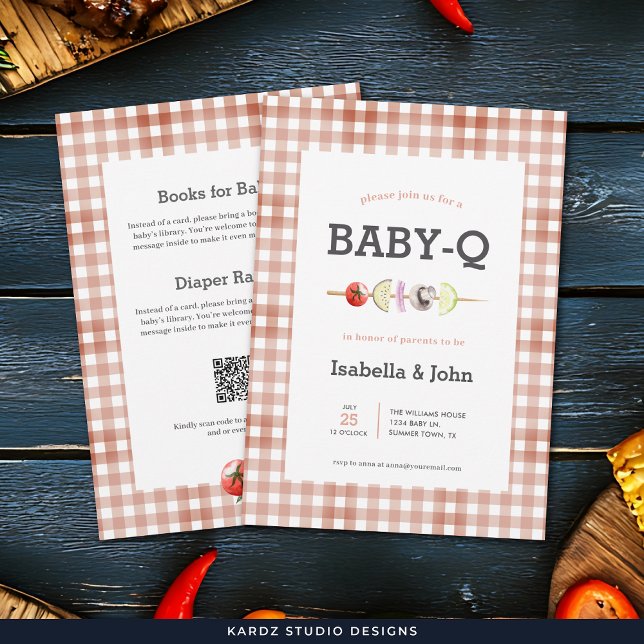 All in One Baby Q Barbecue Baby Shower Invitation Inbjudningar (Front and back of card shown in 5 x 7 in. Customize with your event details on the back of the card.)