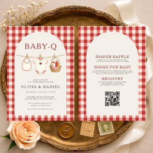 All in One Baby Q Rutig Klädstreck Baby Shower Inbjudningar