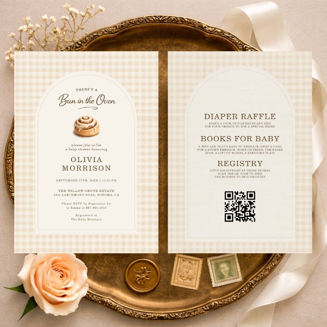 All in One Bun in the Oven Gingham Baby Shower Inbjudningar (Skapare uppladdad)