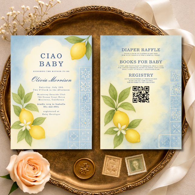 All in One Ciao Baby Italian QR Code Baby Shower Inbjudningar (Skapare uppladdad)