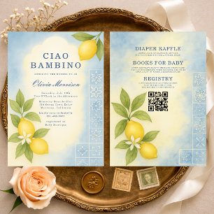 All in One Ciao Bambino QR-kod Baby Shower Inbjudningar