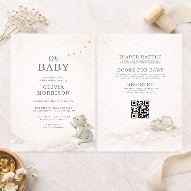 All in One Dragon Storybook Baby Shower Inbjudningar (Skapare uppladdad)