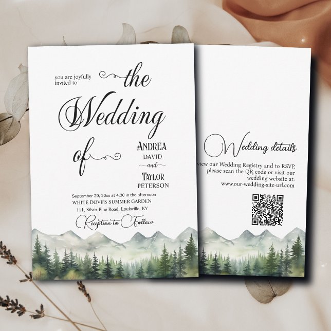All in One Elegant Calligraphy QR Code Wedding Inbjudningar (Skapare uppladdad)