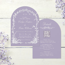 All in One Floral Arch Garden Wedding Lavender Inbjudningar