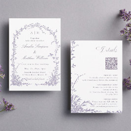 All in One Lavender Botanical Arch Garden Wedding  Inbjudningar
