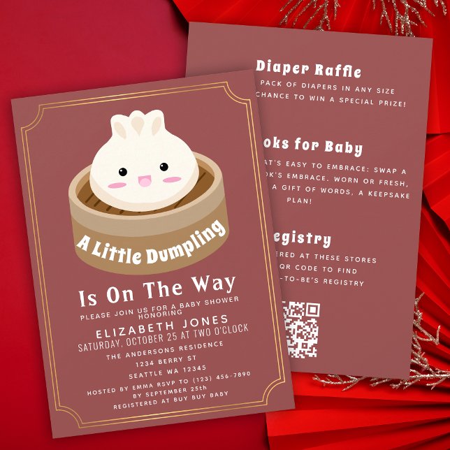 All in One Little Dumpling Baby Shower QR Code Inbjudningar (Skapare uppladdad)