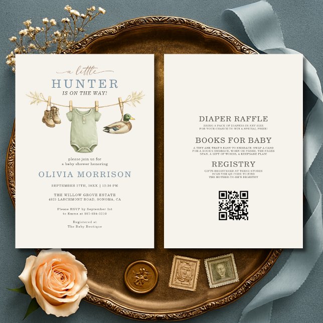 All in One Little Hunter Clothesline Baby Shower Inbjudningar (Skapare uppladdad)