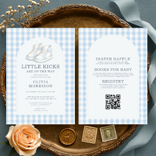 All in One Little Kicks Skor Gingham Baby Shower Inbjudningar