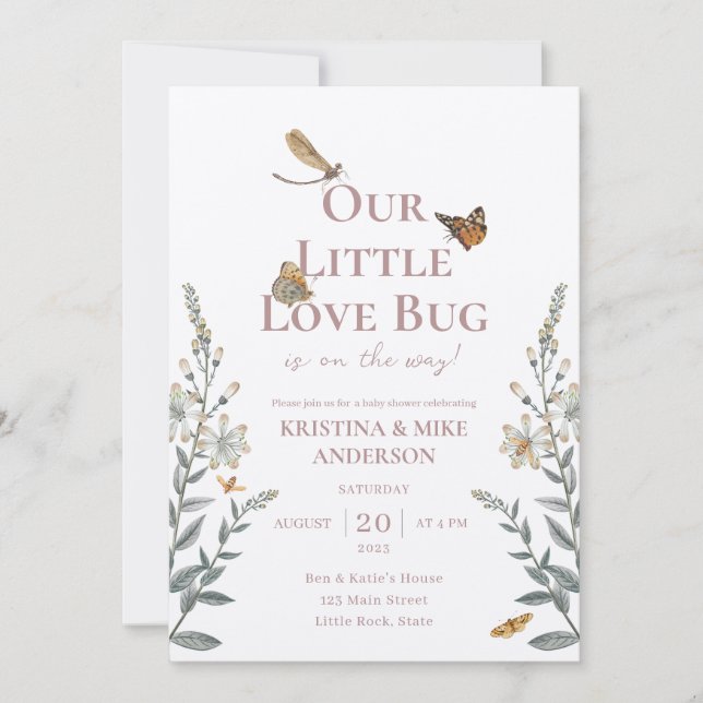 All in One Little Love Bug Baby Shower Invitation Inbjudningar (Framsida)