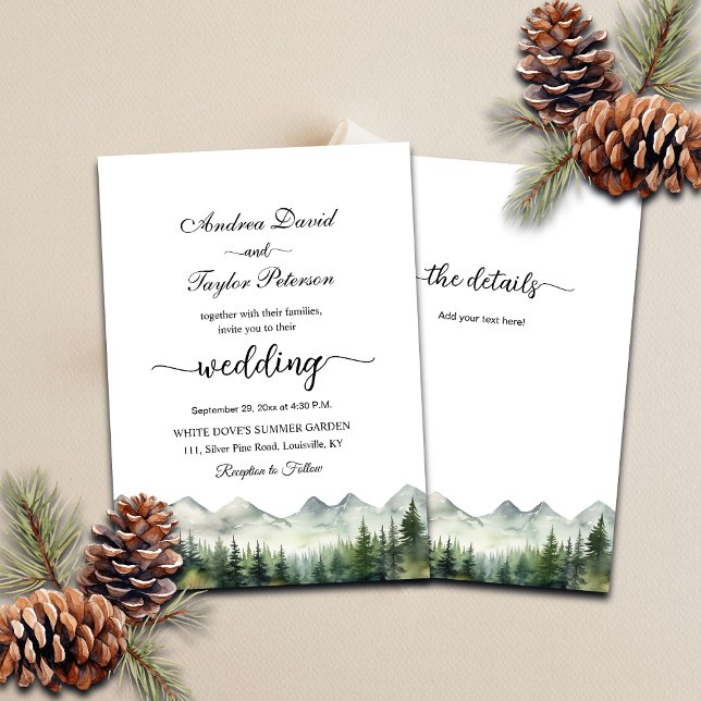 All in One Mountains and Pines Elegant Wedding Inbjudningar (Skapare uppladdad)