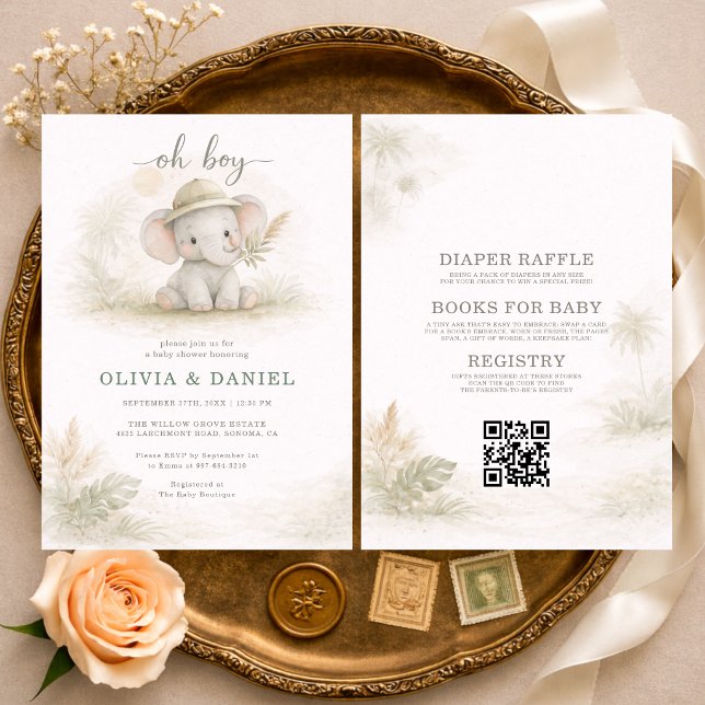 All in One Oh Boy Jungle Couples Baby Shower Inbjudningar (Skapare uppladdad)