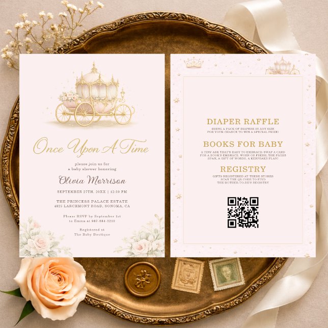 All in One Once Upon A Time Pink Baby Shower Inbjudningar (Skapare uppladdad)