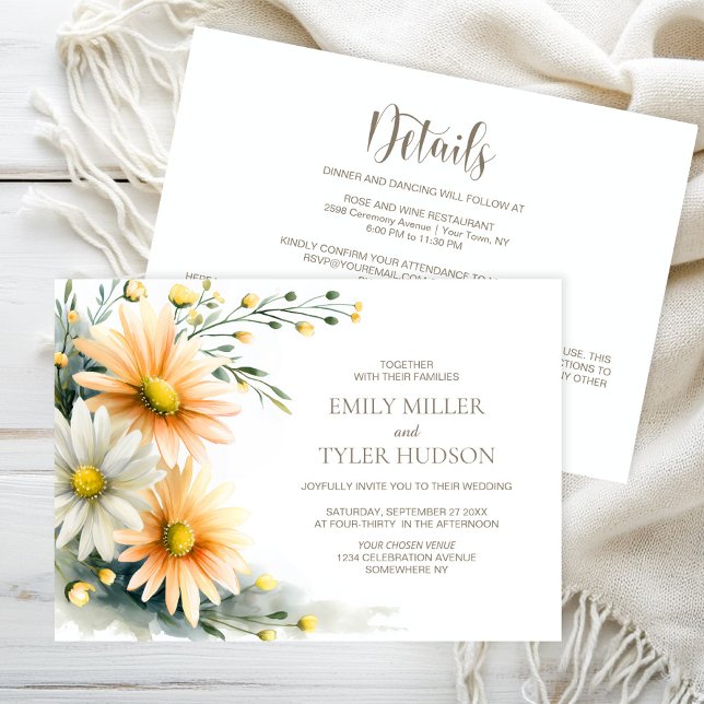 All in One Orange and White Daisies Wedding Inbjudningar (Skapare uppladdad)